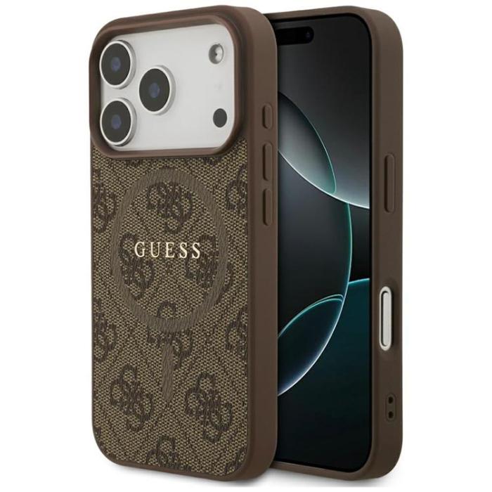 Guess - Guess iPhone 17 Pro Mobilskal MagSafe 4G Ring Classic Logo - Brun