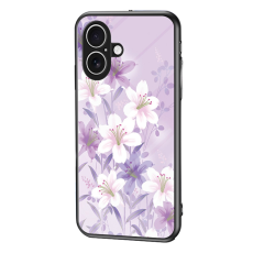 A-One Brand - iPhone 17 Mobilskal Floral Pattern TPU + Härdat Glas - Lila