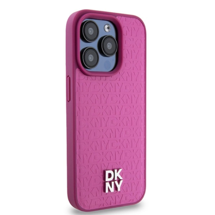 DKNY - DKNY iPhone 15 Pro Mobilskal Magsafe Läder Pattern Metal Logo