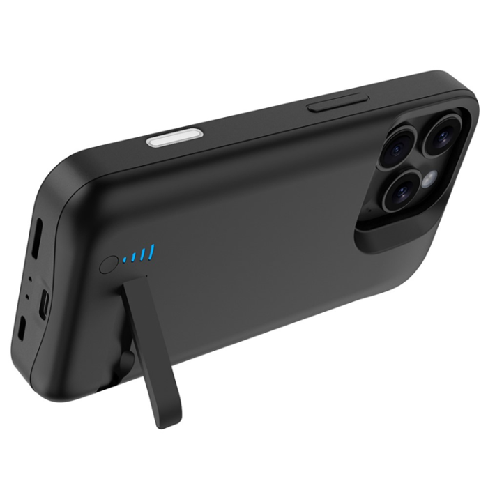 A-One Brand - Galaxy iPhone 16 Pro Batteriskal Kickstand 5000mAh - Svart