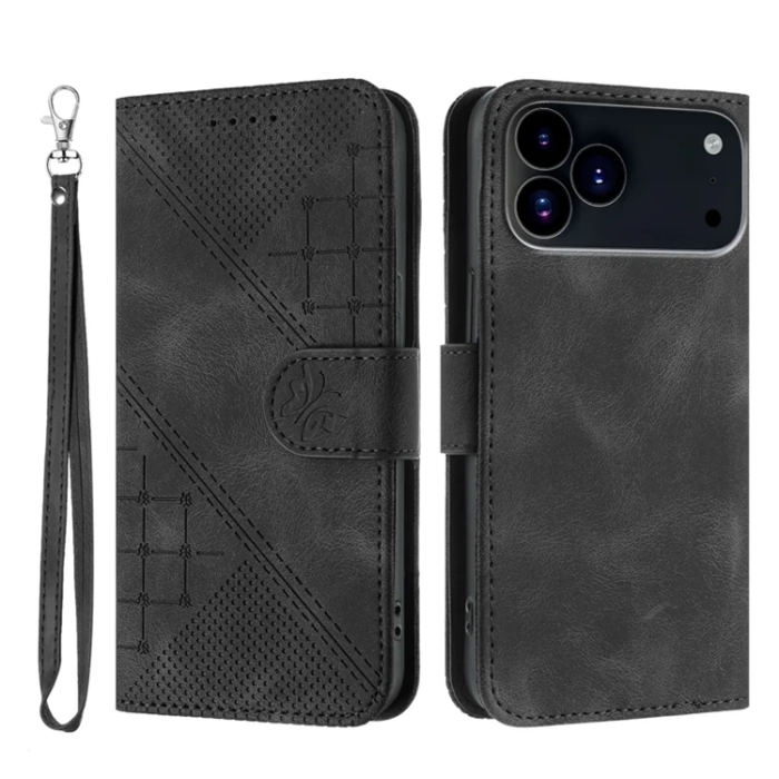 A-One Brand - iPhone 17 Pro Max Plånboksfodral Butterfly Flower - Svart
