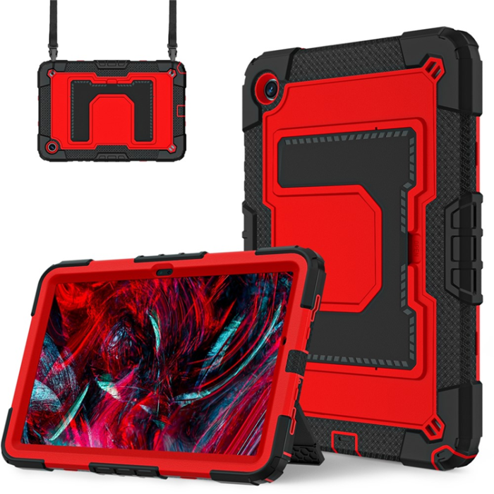 A-One Brand - Galaxy Tab A9 Plus Skal Kickstand Med Rem Anti Drop - Röd