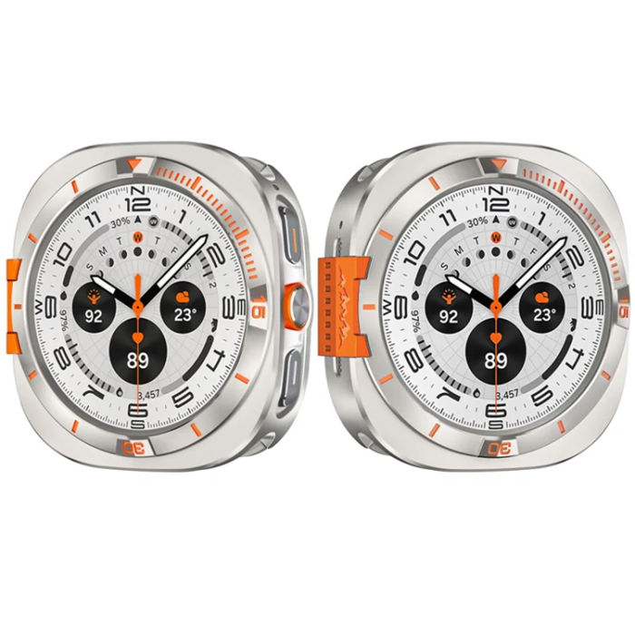 A-One Brand - Metallskal För Galaxy Watch Ultra 47mm (2025) - Titanium/Orange
