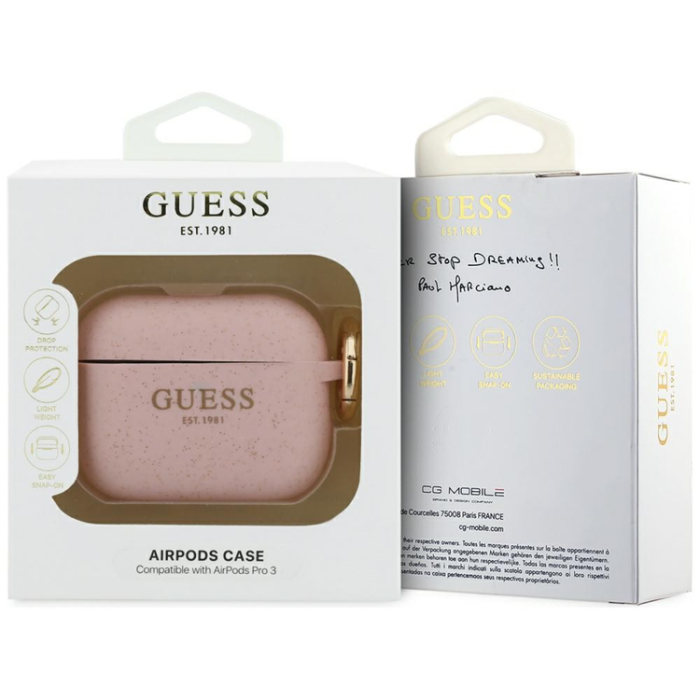 Guess - Guess AirPods Pro 3 Skal Silicone Glitter Ring