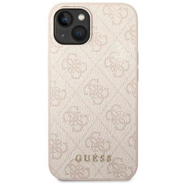 Guess - Guess iPhone 14 Plus Mobilskal Metall Gold Logo - Rosa