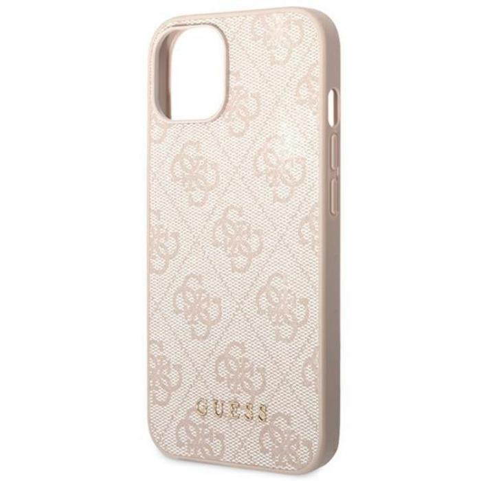 Guess - Guess iPhone 14 Plus Mobilskal Metall Gold Logo - Rosa