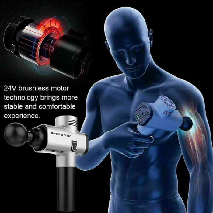 OEM - Phoenix Massagepistol A1 med 9 Massagehuvuden 2400mAh - Svart