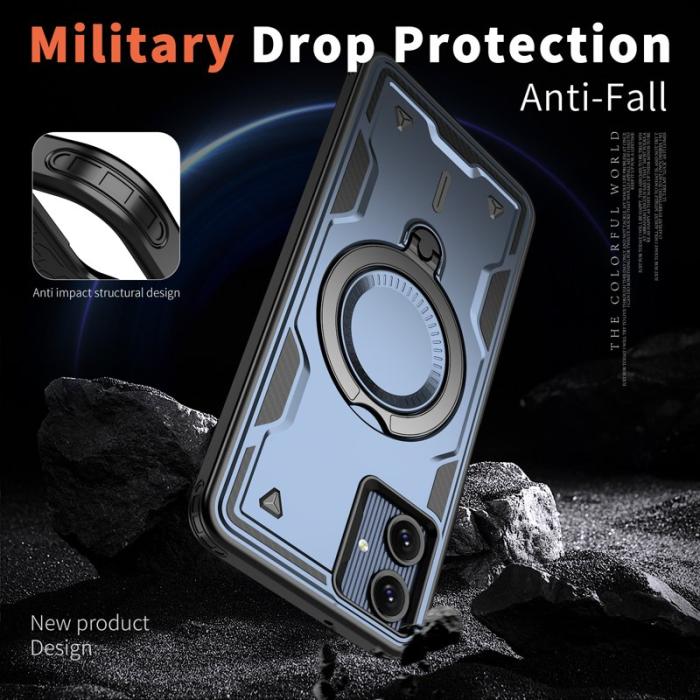 N/A - Mobilskal till Samsung Galaxy A06 4G Plast Militärskydd Kickstand - Blå