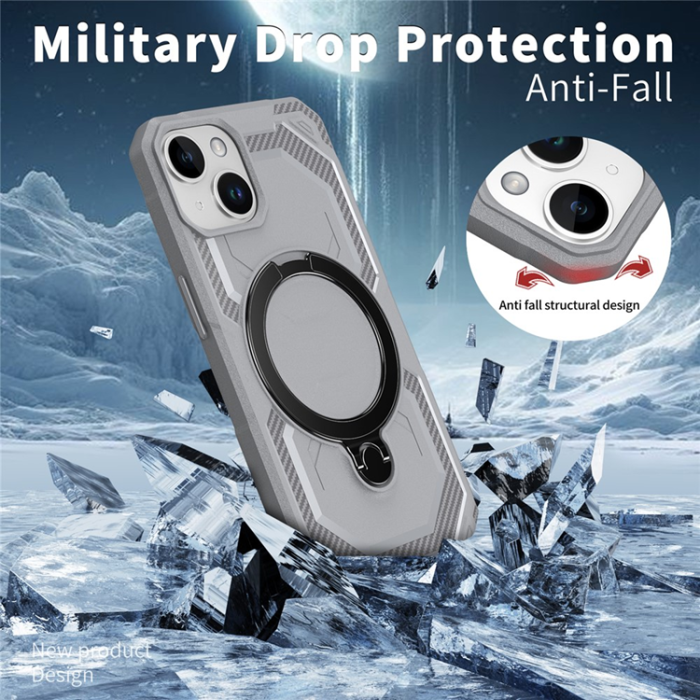 A-One Brand - iPhone 14 / 13 Mobilskal MagSafe Kickstand TPU + PC - Grå