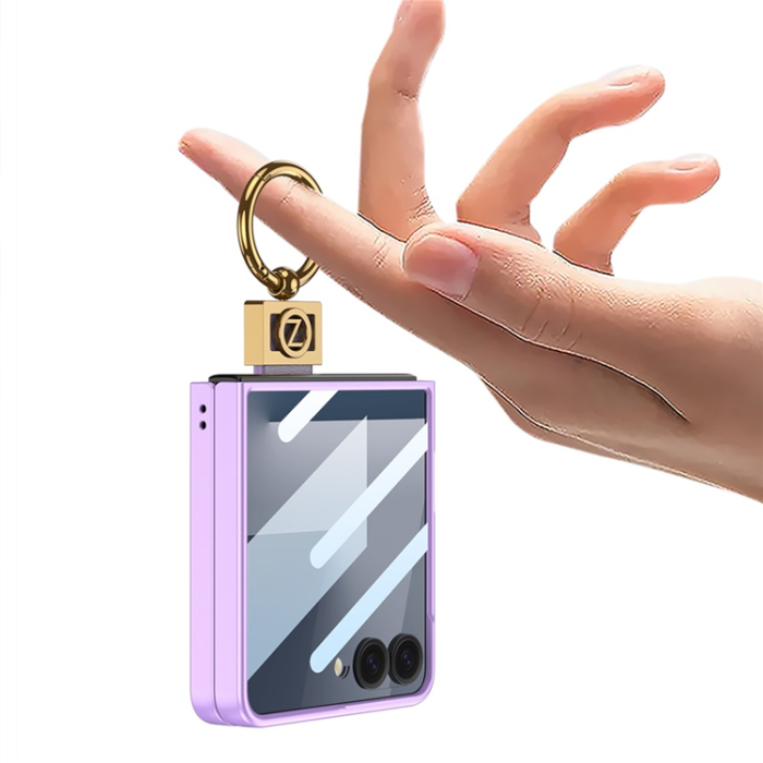 GKK - GKK Galaxy Z Flip 7 Mobilskal Ringhållare Härdat glas Fram