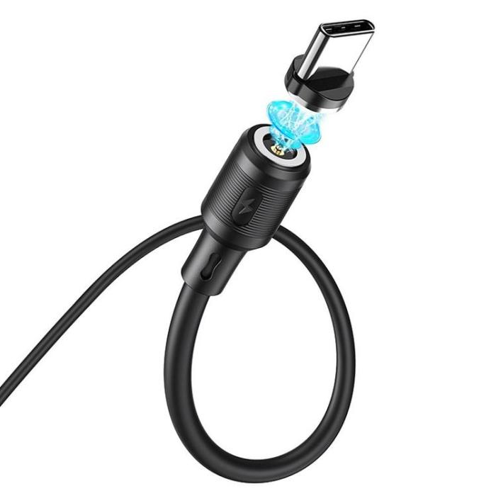 Hoco - Hoco USB-C till USB-A kabel magnetisk 3A Sereno X52 1m - Svart