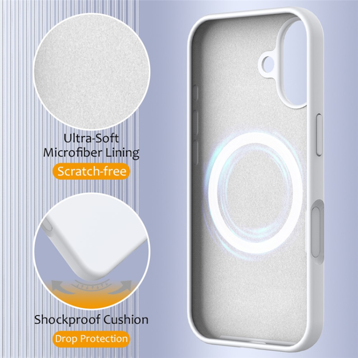 A-One Brand - iPhone 17 Mobilskal MagSafe Silikon Anti-Drop - Vit