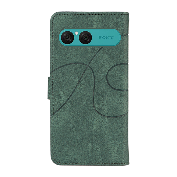 A-One Brand - Sony Xperia 10 VII Plånboksfodral Curved Line Läder - Grön