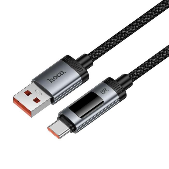 Hoco - HOCO USB-A till USB-C 100W Kabel 6A 1.2m med Display U148 - Svart
