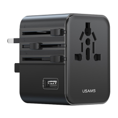 USAMS - USAMS Väggladdare 2x USB-C - USB-A 17W CC308 T68 - Svart