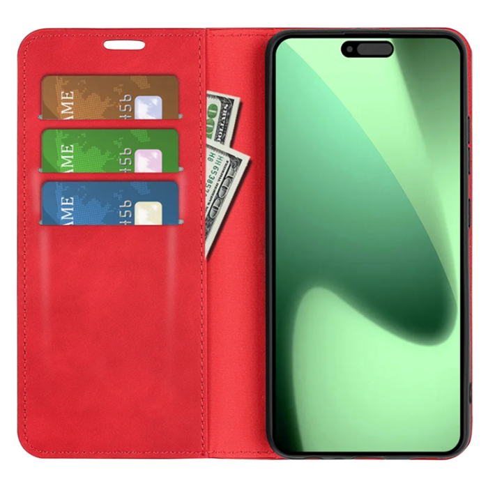 A-One Brand - iPhone 17 Pro Max Plånboksfodral Skin Touch - Röd