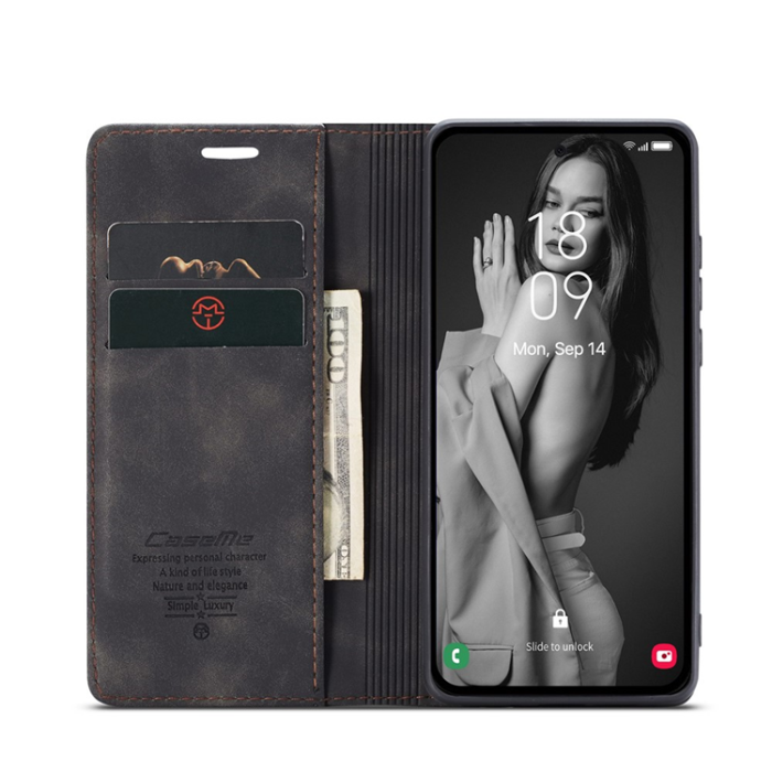 Caseme - CASEME Galaxy A56 5G Plånboksfodral 013 Series Läder - Svart