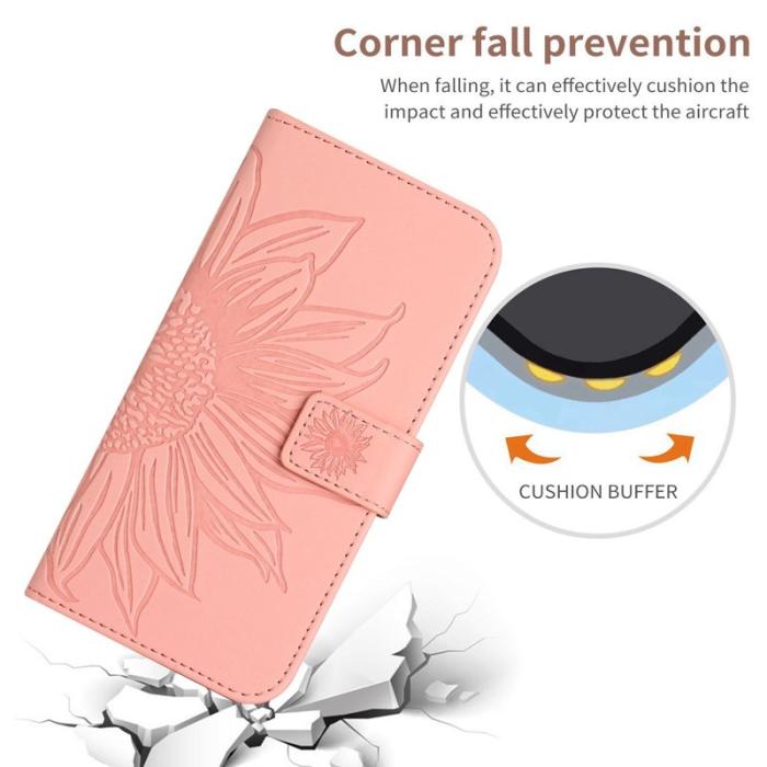 OEM - Samsung Galaxy S26 Plånboksfodral Solros Prägling Konstläder - Rosa