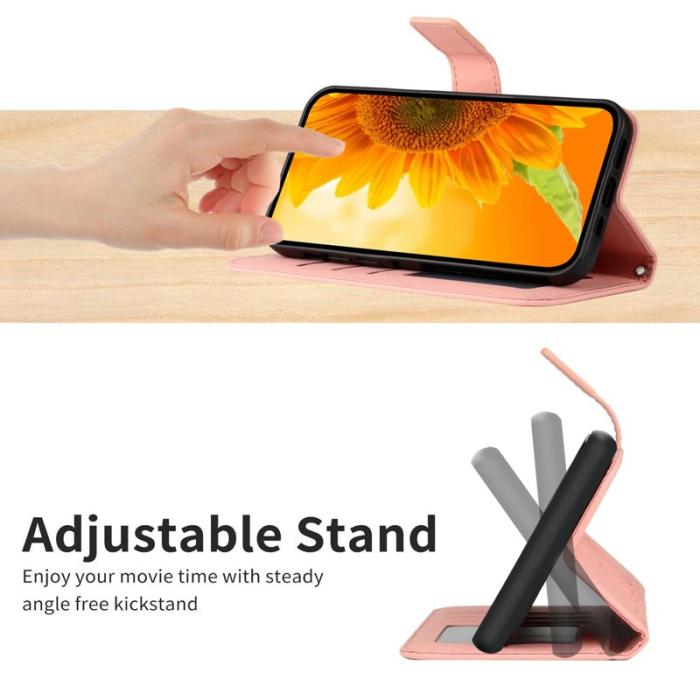 OEM - Samsung Galaxy S26 Plånboksfodral Solros Prägling Konstläder - Rosa