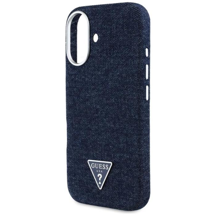 Guess - Guess iPhone 16 Mobilskal MagSafe Denim Triangle Logo - Blå