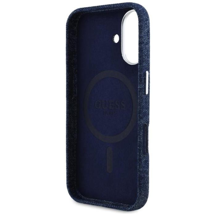 Guess - Guess iPhone 16 Mobilskal MagSafe Denim Triangle Logo - Blå
