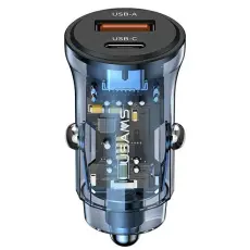 USAMS - USAMS Billaddare 1xUSB+1xUSB-C C32 30W Fast Charge (US-CC164) &ndash; Bl&aring;