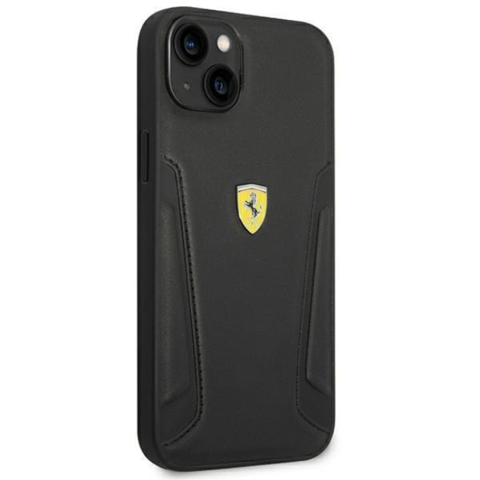 Ferrari - Ferrari iPhone 14 Plus Skal Läder Stamp Sides - Svart