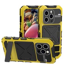R-JUST - R-JUST Mobilskal till iPhone 15 Pro Fall Proof Silikon+Metal Gul