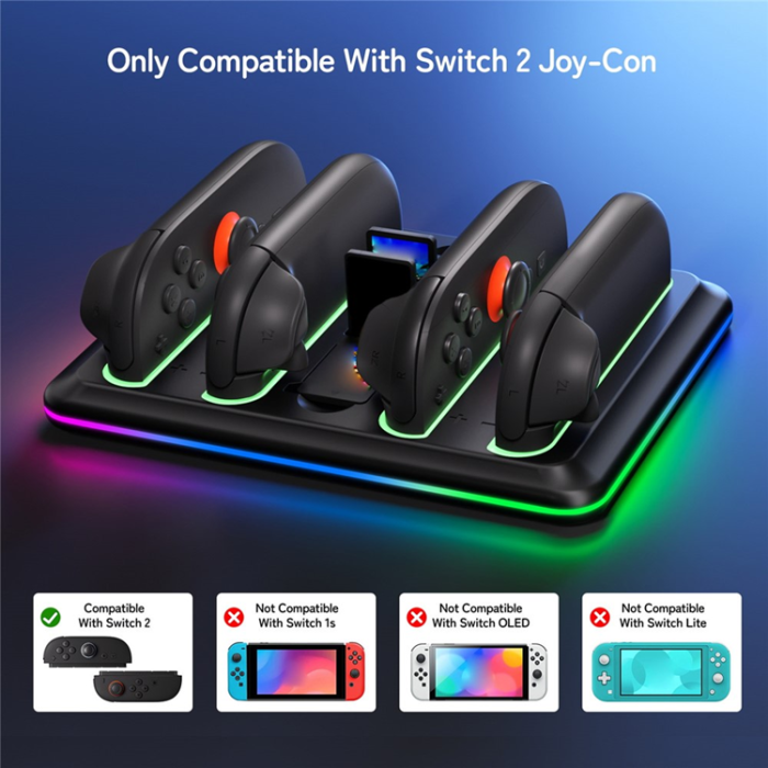 OEM - Nintendo Switch 2 Laddningsdocka för Handkontroll med Spelkortsplatser Z31