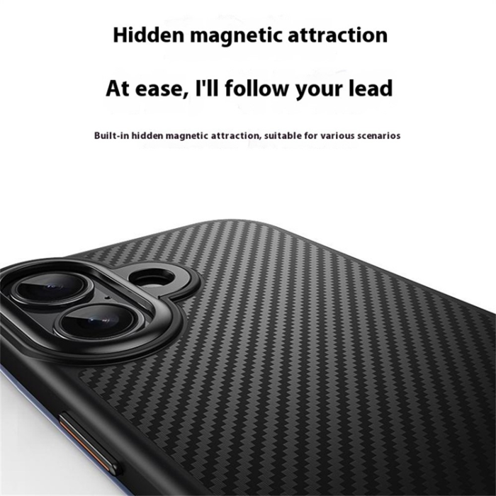 A-One Brand - iPhone 17 Mobilskal MagSafe Carbon Fiber Texture - Svart/Silver