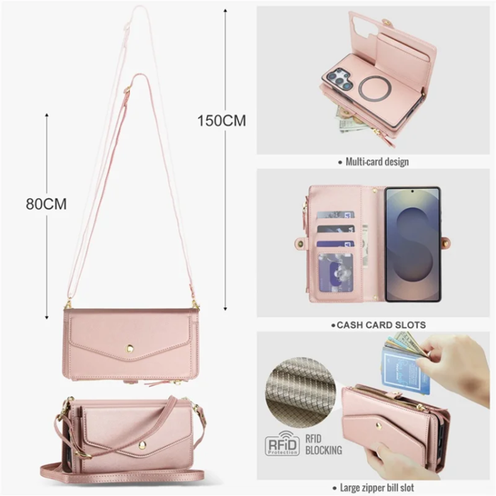 A-One Brand - Galaxy S25 Ultra Plånboksfodral MagSafe Detachable - Rosa Guld