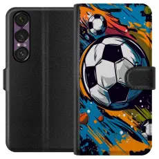 Gustaf - Pl&aring;nboksfodral till Sony Xperia 1 VII med Fotbollar