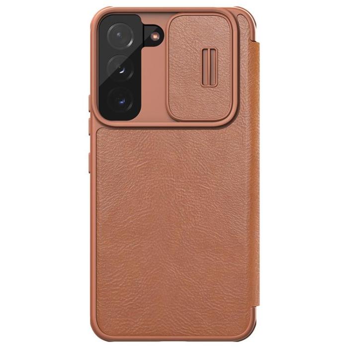 Nillkin - Nillkin Galaxy S22 Plus Plånboksfodral Qin Läder Pro Holster Flip - Brun