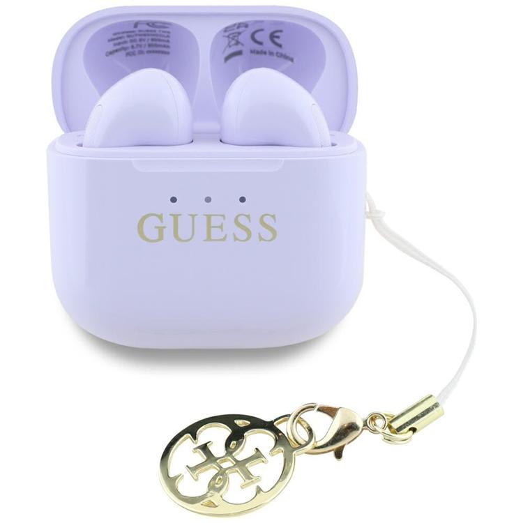 Guess TWS In-Ear Hörlurar Glossy Effect Printed Logo & Charm - Lavendel | 505771 | AlltMobil