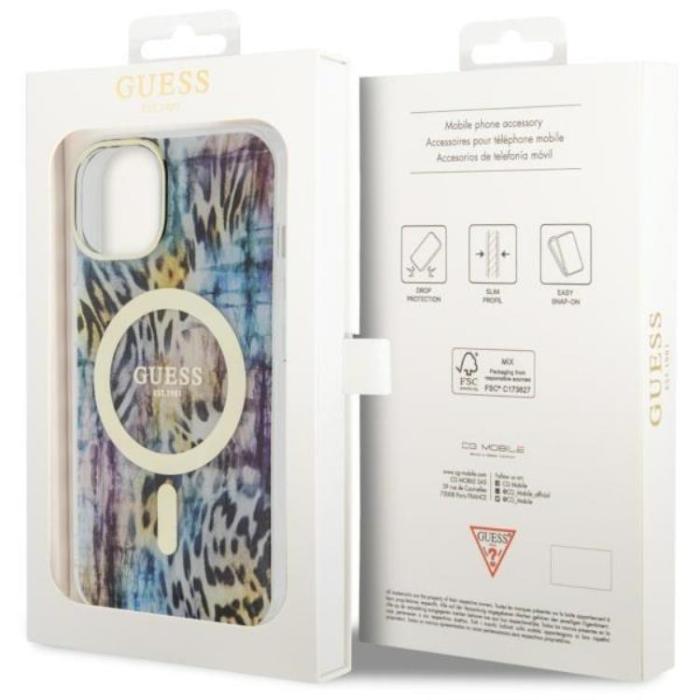 Guess - Guess iPhone 14 Mobilskal MagSafe Leopard - Blå