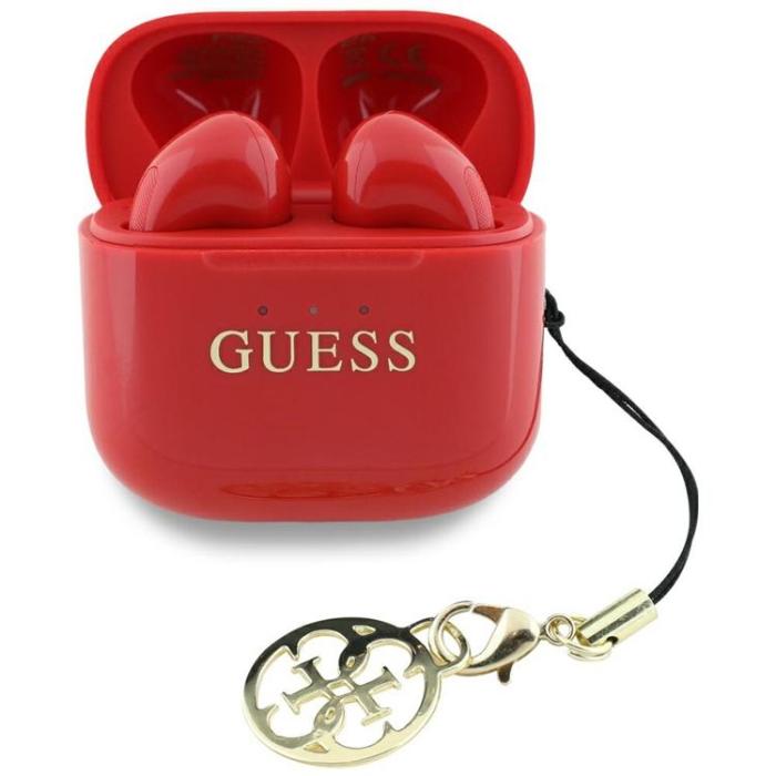 Guess - Guess TWS In-Ear Hörlurar Glossy Effect Printed Logo & Charm - Röd