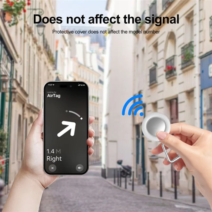 OEM - Vattentät AirTag Skal med krok - Vit