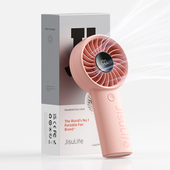 Jisulife - Jisulife Bärbar USB Handfläkt 5000 mAh Life4 - Rosa