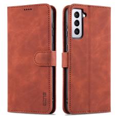 AZNS - AZNS Wallet Stand Design Mobilskal KonstL&auml;der - Brun f&ouml;r Samsung Galaxy S21 FE