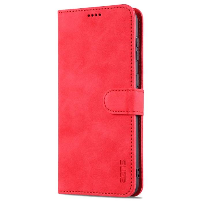 AZNS - AZNS Wallet Stand Design Mobilskal KonstLäder - Röd för Samsung Galaxy S21 FE
