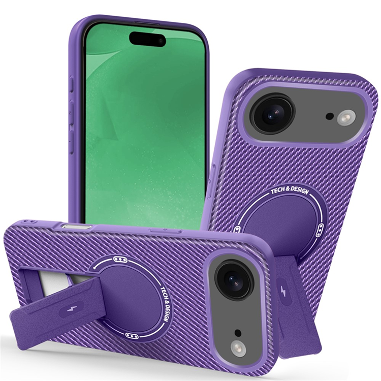 iPhone Air Mobilskal MagSafe Kickstand Carbon Fiber - Lila | 2353 | AlltMobil