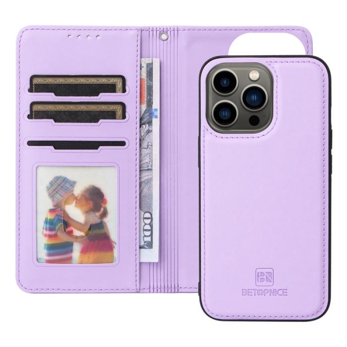 BETOPNICE - BETOPNICE iPhone 13 Pro Plånboksfodral Detachable Konstläder - Lila