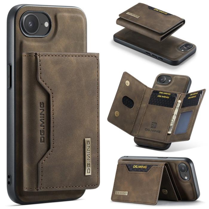 DG.MING - DG.MING M2 Series Mobilskal till iPhone 16e PU + PC + TPU - Brun