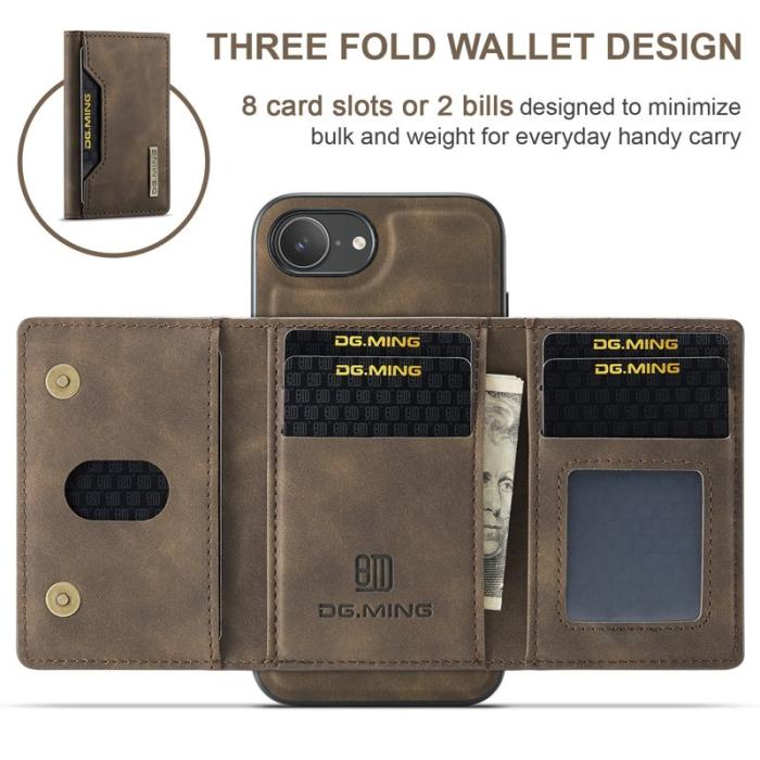 DG.MING - DG.MING M2 Series Mobilskal till iPhone 16e PU + PC + TPU - Brun