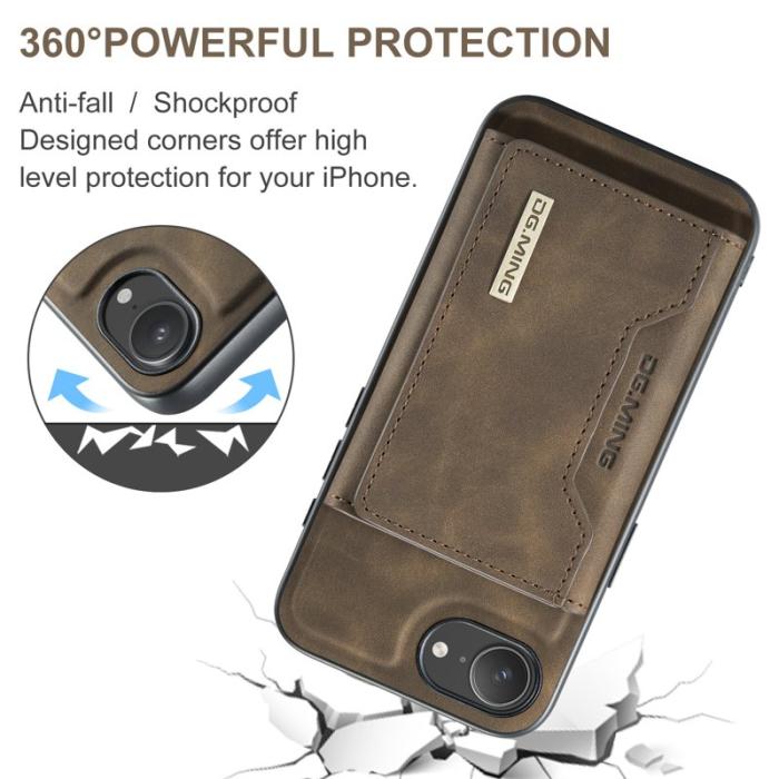 DG.MING - DG.MING M2 Series Mobilskal till iPhone 16e PU + PC + TPU - Brun