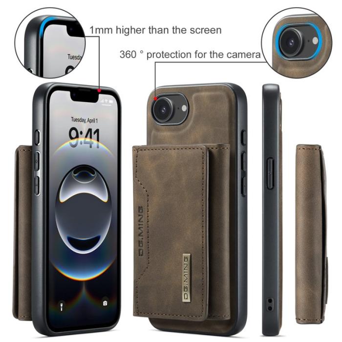 DG.MING - DG.MING M2 Series Mobilskal till iPhone 16e PU + PC + TPU - Brun