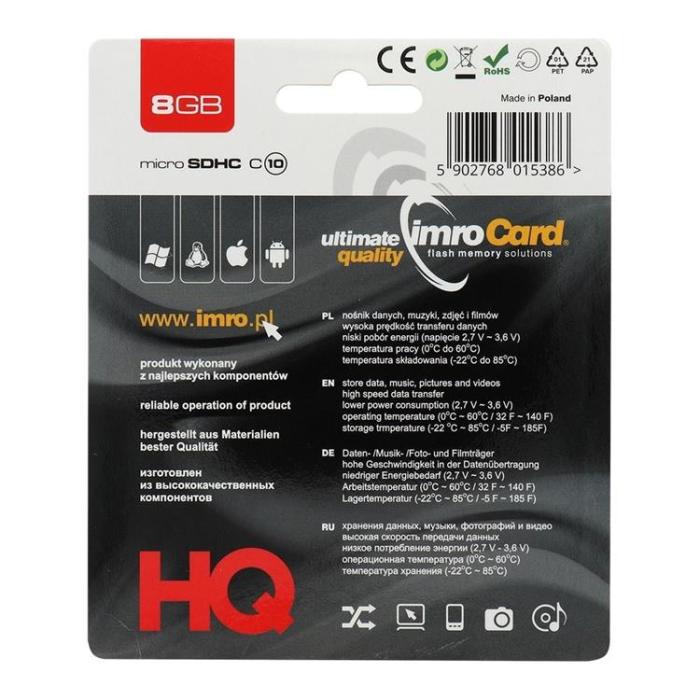 Imro - Imro Minneskort MicroSD 8GB Klass 10 UHS