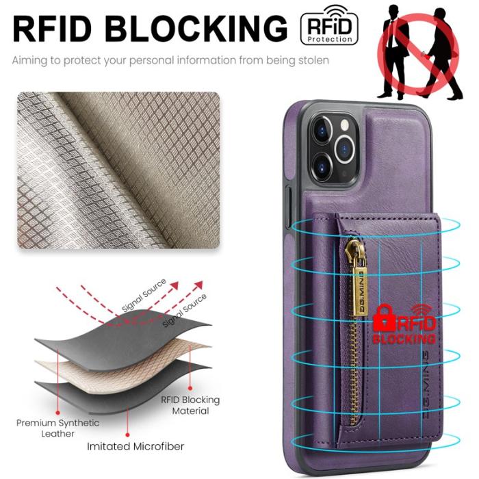 DG.MING - DG.MING M5 Series iPhone 11 Pro Max Plånboksfodral Konstläder Lila