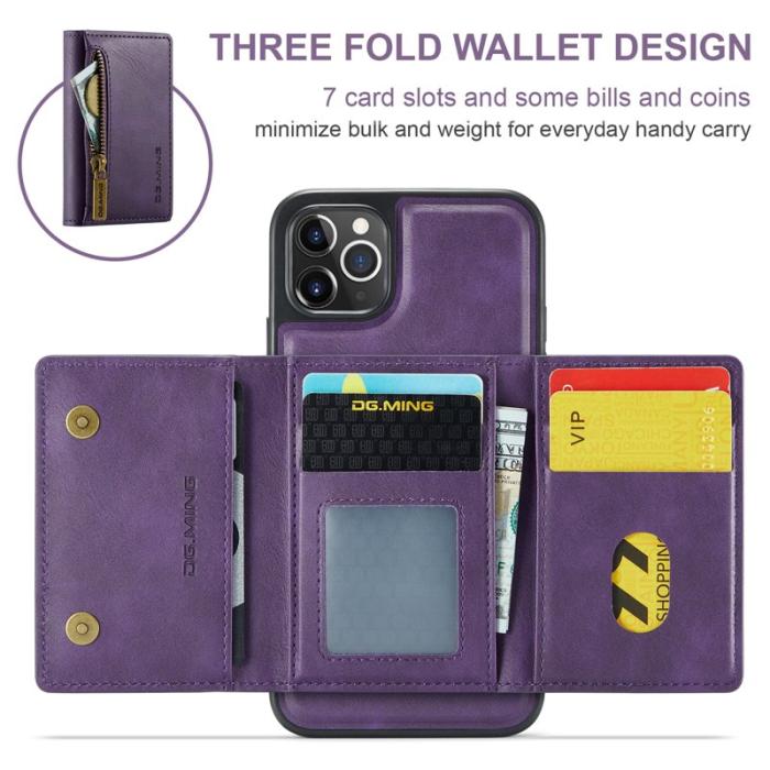 DG.MING - DG.MING M5 Series iPhone 11 Pro Max Plånboksfodral Konstläder Lila