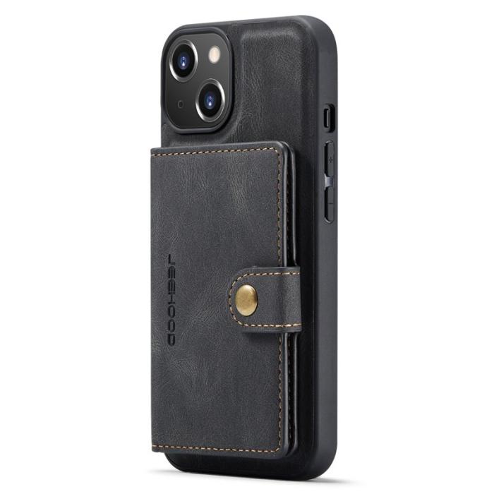 JEEHOOD - JEEHOOD iPhone 14 Plus Plånboksfodral 2-i-1 Konstläder TPU Svart